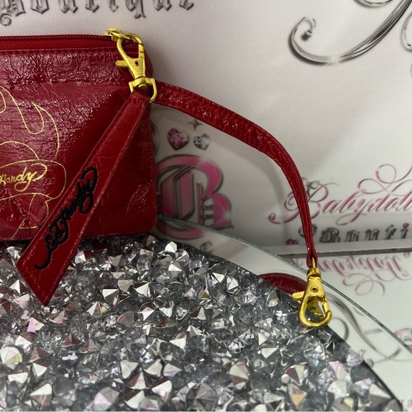 Ed hardy bag wristlet pouch red logo print interior tattoo brand don ed hardy - Picture 3 of 9